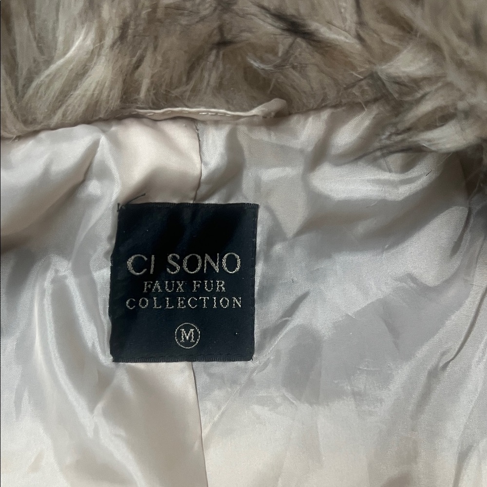 Ci Sono Cream and Brown Faux Fur Jacket - Picture 3 of 9